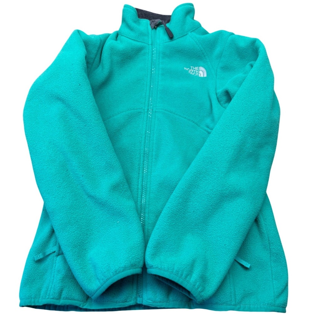 The North Face Girls OSO Fleece Jacket Teal Green Full Zip M 10/12